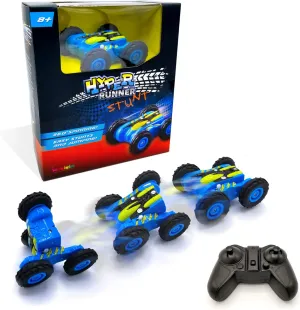 MUKIKIM Hyper Runner Stunt - Blue – Remote Control Race Car Rocks Super High-Speed Stunts & Moves! 360° Spins & Double-Sided Runs with Fun Light! Quick USB Charge. Not Your Normal RC Car!