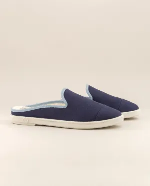 Mule femme lin, jean ciel