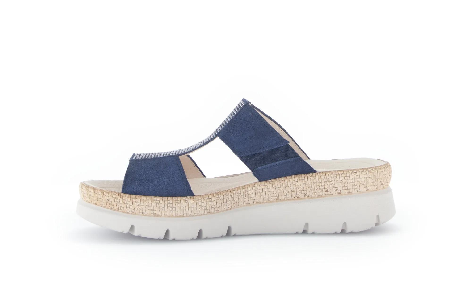 Mules bleues en cuir
