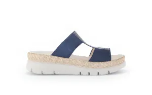 Mules bleues en cuir