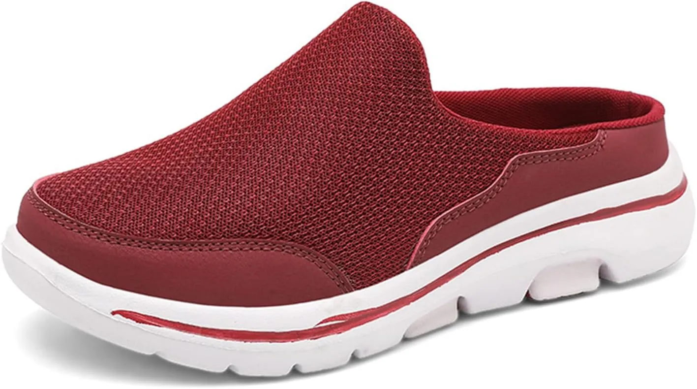 Mules for Women 2025 Breathable Mesh Walking Mules Sneakers Comfortable Light Open Back Shoes Closed Toe Slides Orthopedic Diabetic Shoes with Arch-Support Fashion Slip On Shoe