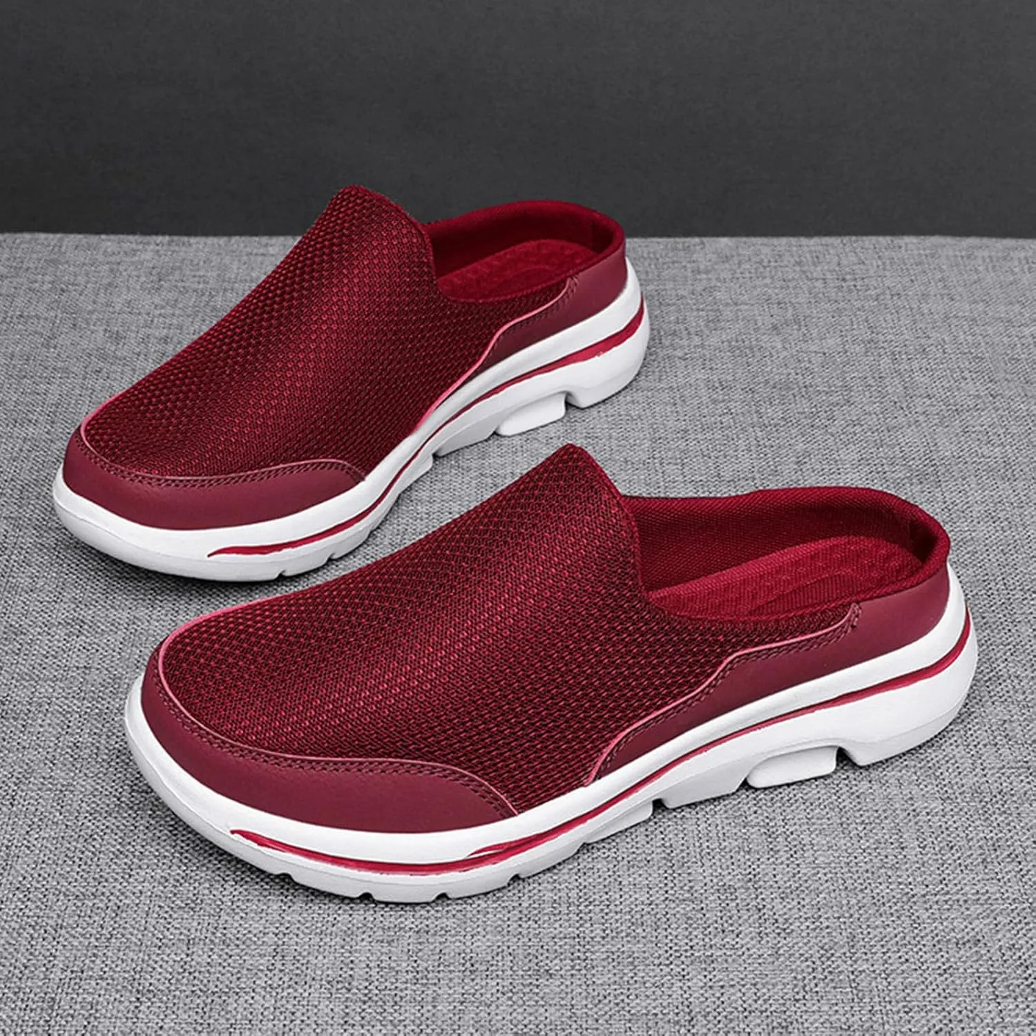 Mules for Women 2025 Breathable Mesh Walking Mules Sneakers Comfortable Light Open Back Shoes Closed Toe Slides Orthopedic Diabetic Shoes with Arch-Support Fashion Slip On Shoe