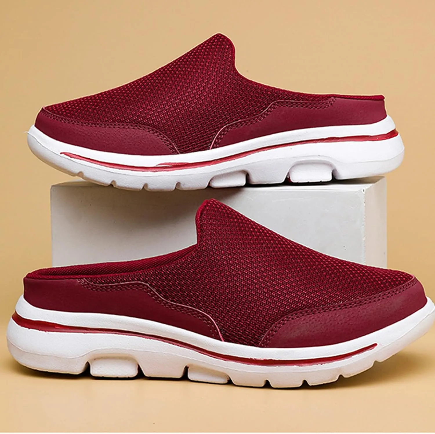 Mules for Women 2025 Breathable Mesh Walking Mules Sneakers Comfortable Light Open Back Shoes Closed Toe Slides Orthopedic Diabetic Shoes with Arch-Support Fashion Slip On Shoe
