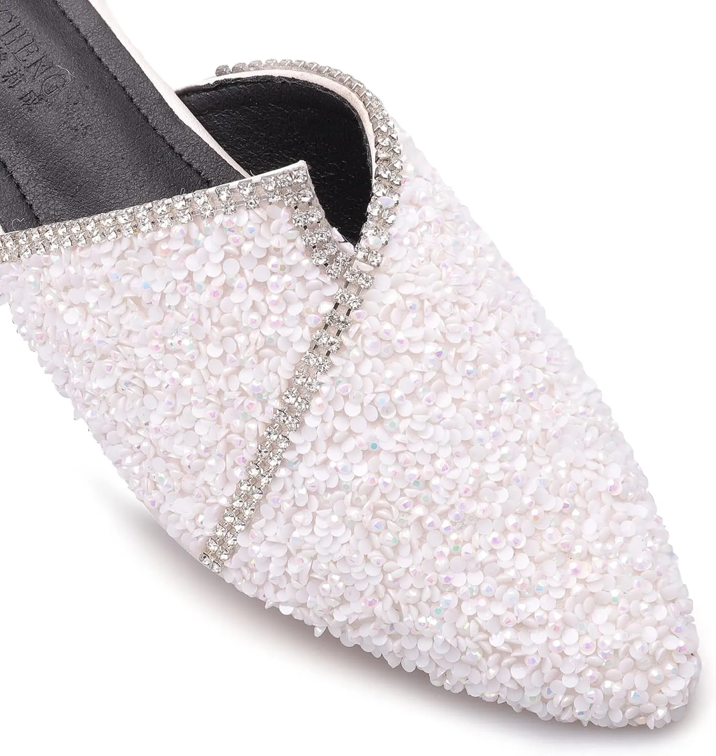 Mules for Women Flats Comfortable Soft Memory Foam Insole Cherry Pointed Rivet Mule Shoes