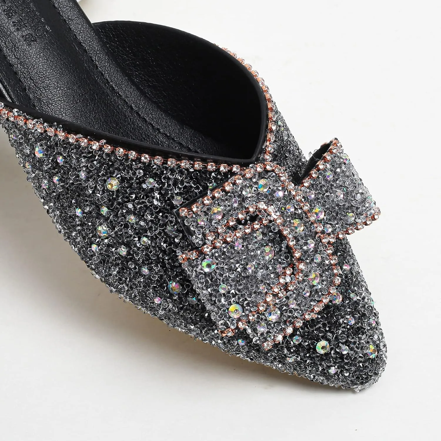 Mules for Women Flats Comfortable Soft Memory Foam Insole Cherry Pointed Rivet Mule Shoes
