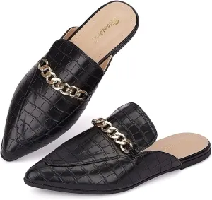 Mules for Women Flats Pointed Toe Slip On Slides Loafer Shoes