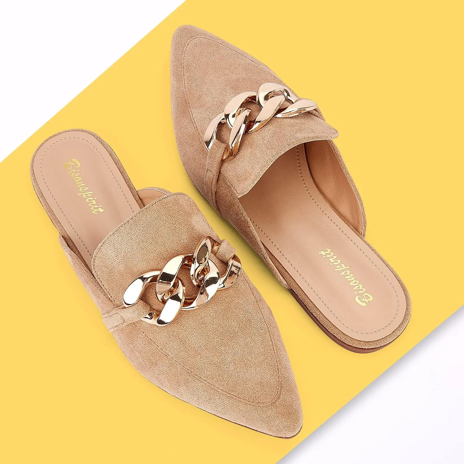 Mules for Women Flats Pointed Toe Slip On Slides Loafer Shoes