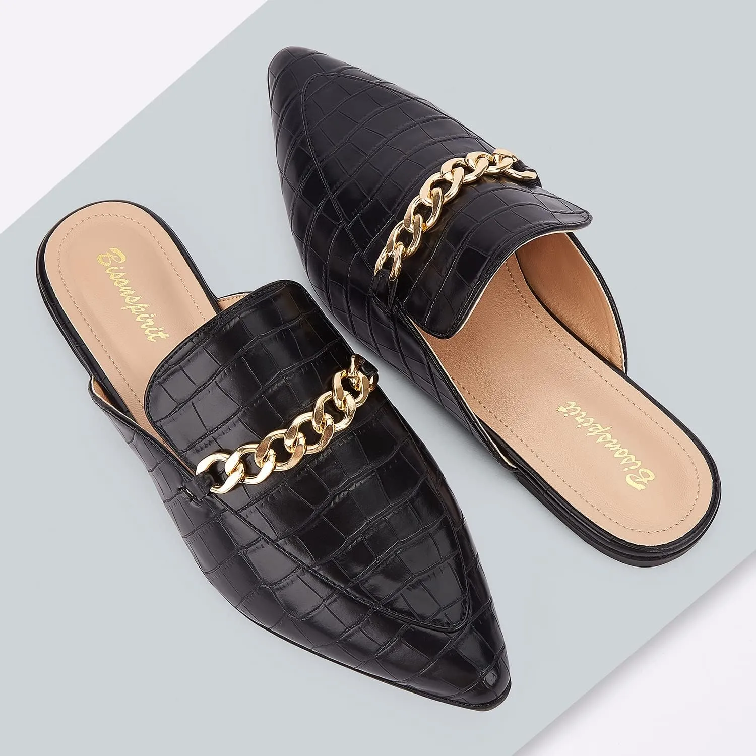 Mules for Women Flats Pointed Toe Slip On Slides Loafer Shoes