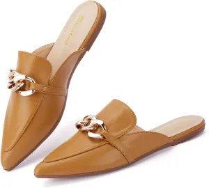 Mules for Women Flats Pointed Toe Slip On Slides Loafer Shoes