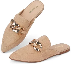 Mules for Women Flats Pointed Toe Slip On Slides Loafer Shoes