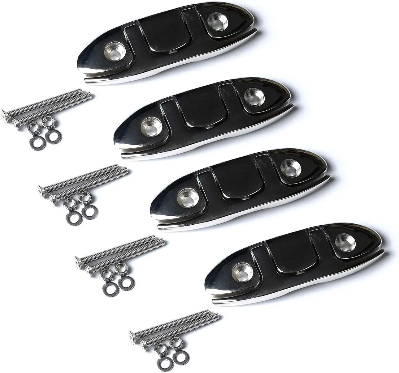 MX 4-1/2" Boat Folding Cleat Marine Dock Cleats Flip Up Boat Cleats Stainless Steel with Fastener Pack of 4