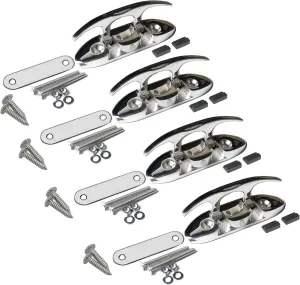 MX 4-1/2" Boat Folding Cleat Marine Dock Cleats Flip Up Boat Cleats Stainless Steel with Fastener Pack of 4