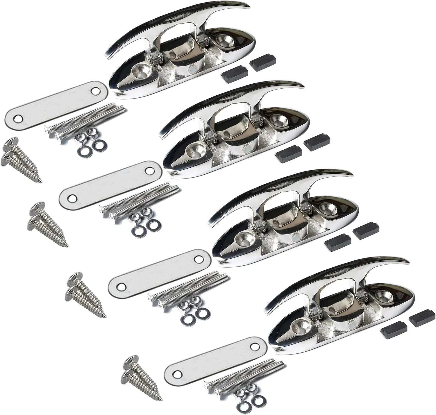 MX 4-1/2" Boat Folding Cleat Marine Dock Cleats Flip Up Boat Cleats Stainless Steel with Fastener Pack of 4