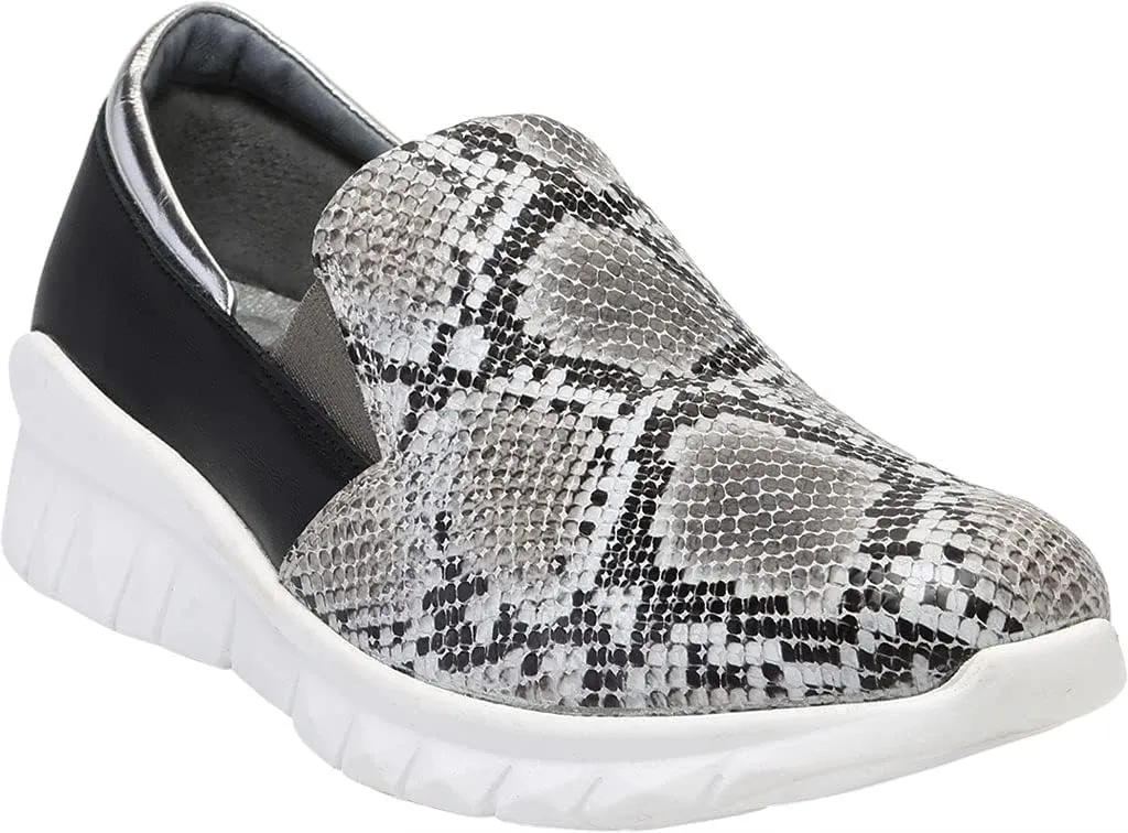 NAOT Footwear Women's Titan Slip On Shoe Gray Cobra Lthr/Black Combo 7 M US