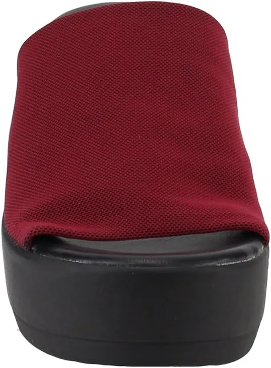 Nature Breeze Women's Stretchy Slip On Peep Toe Backless Platform Sandals