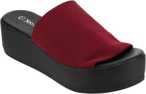 Nature Breeze Women's Stretchy Slip On Peep Toe Backless Platform Sandals