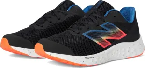 New Balance KIds Arishi Fresh Foam v4 Sneaker, BLACK/BLUE AGATE/BLAZE ORANGE, 4.5 M Big Kid (8-12 Years)