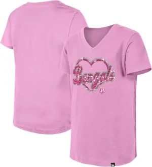 New Era Girls Youth NFL Flip Sequins V-Neck T-Shirt