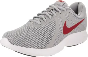 Nike 908988-006: Men's Revolution 4 Running Wolf Grey/Gym Red/White Sneaker (8.5 D(M) US)