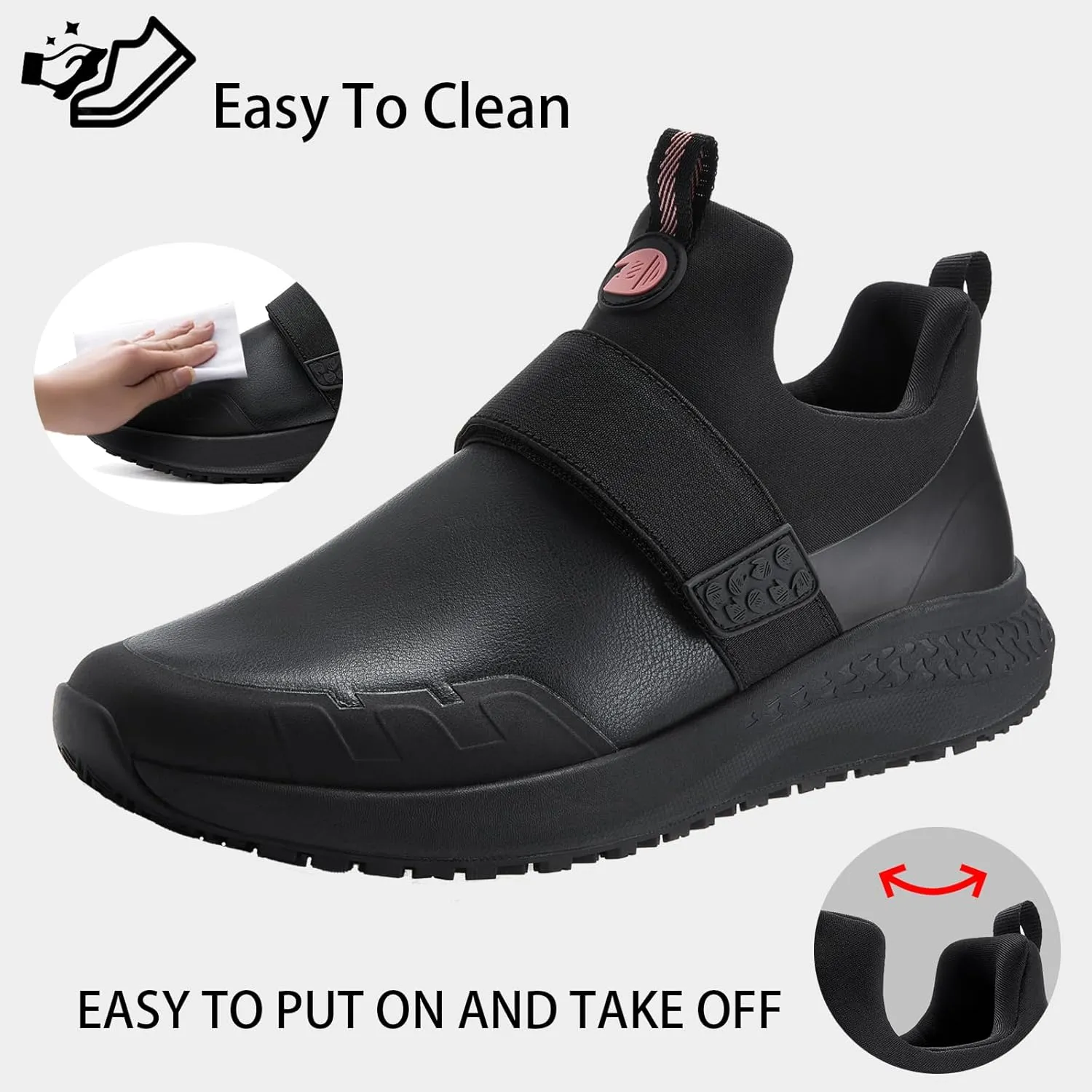 Non Slip Work Shoes for Women Food Service Slip Resistant Waterproof Kitchen Chef Slip On Restaurant Shoes Walking Sneakers Lightweight Comfortable Working Footwear