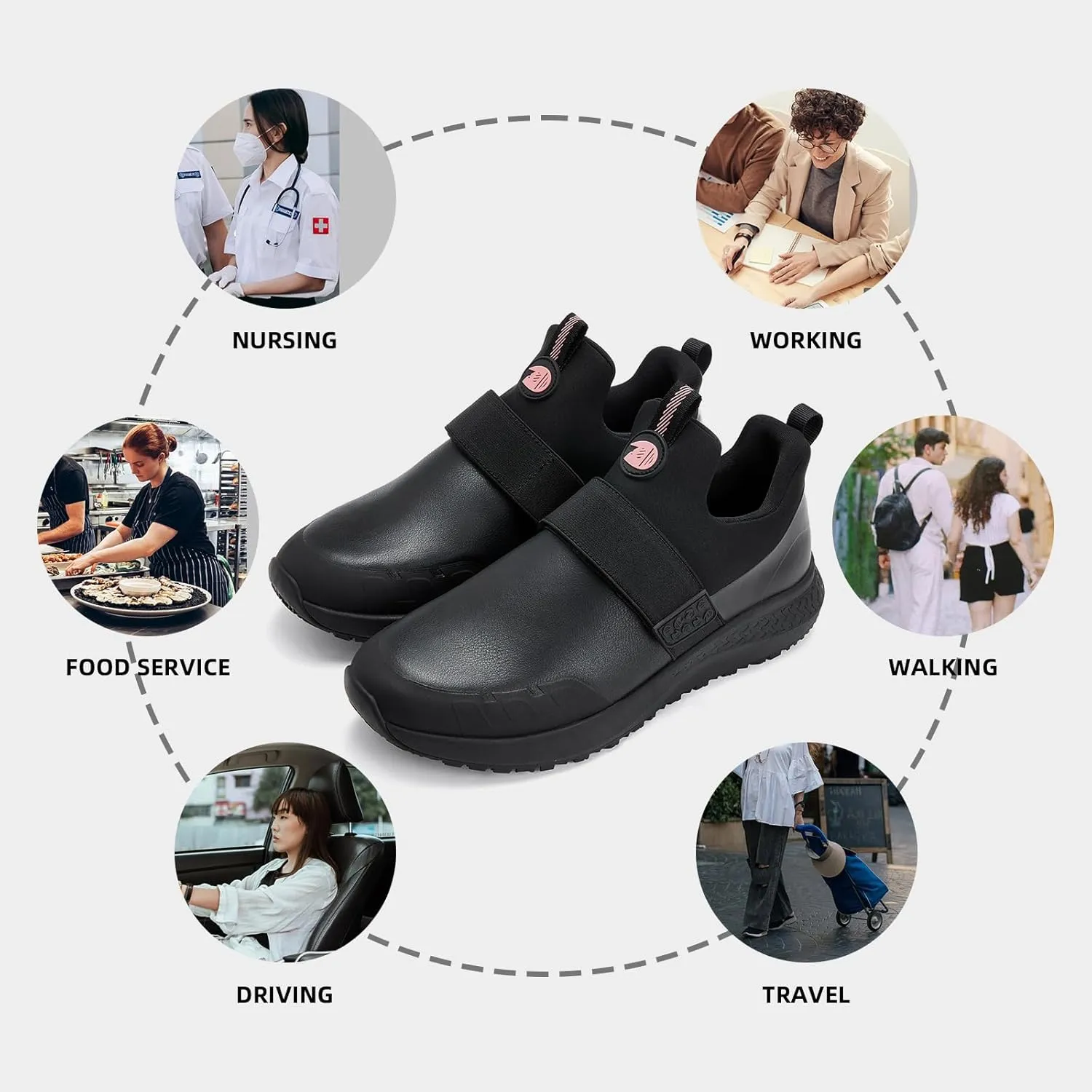 Non Slip Work Shoes for Women Food Service Slip Resistant Waterproof Kitchen Chef Slip On Restaurant Shoes Walking Sneakers Lightweight Comfortable Working Footwear