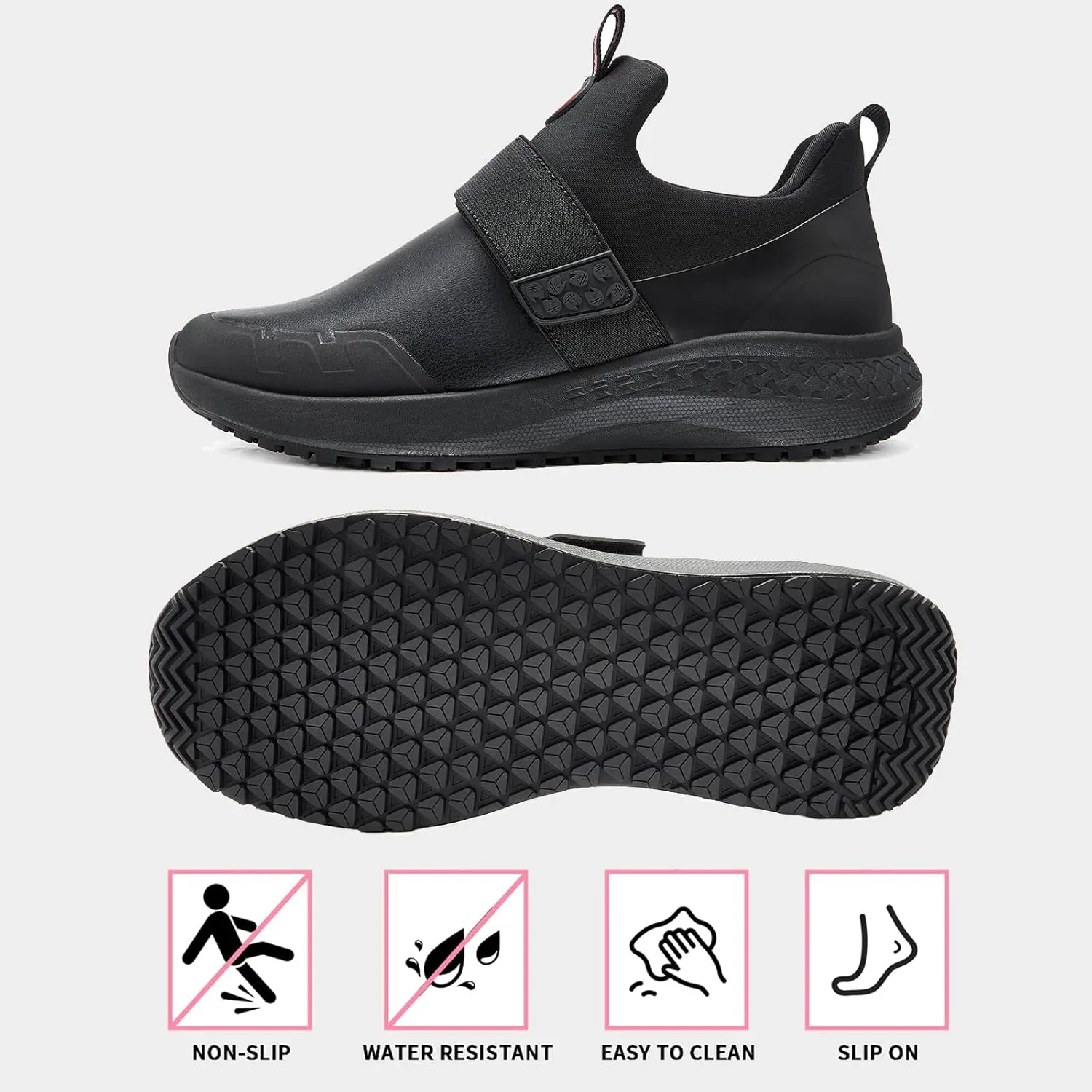 Non Slip Work Shoes for Women Food Service Slip Resistant Waterproof Kitchen Chef Slip On Restaurant Shoes Walking Sneakers Lightweight Comfortable Working Footwear