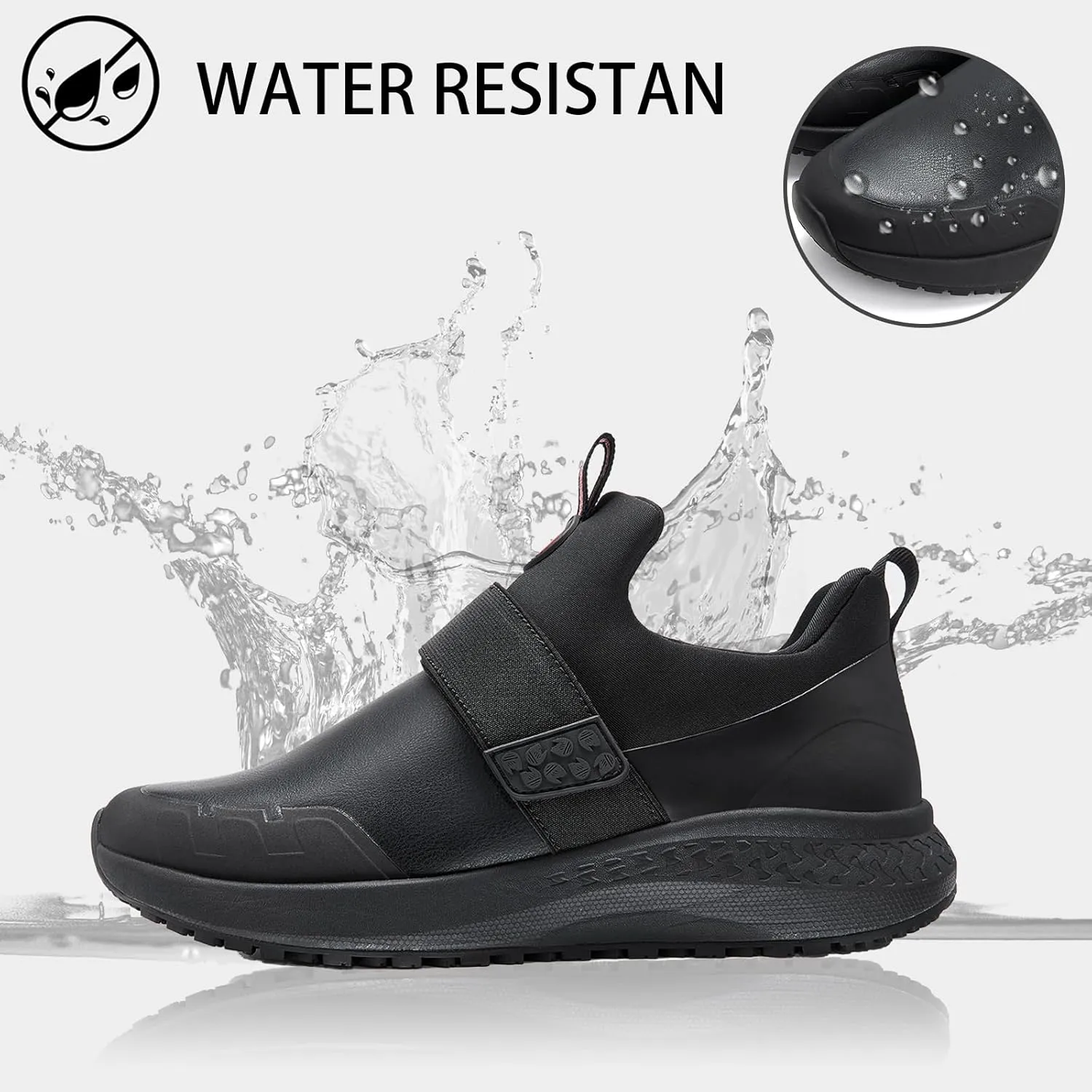 Non Slip Work Shoes for Women Food Service Slip Resistant Waterproof Kitchen Chef Slip On Restaurant Shoes Walking Sneakers Lightweight Comfortable Working Footwear