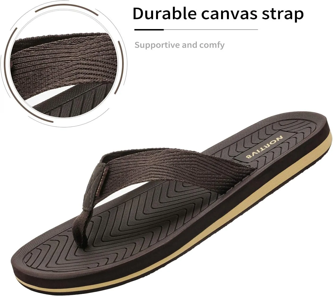 NORTIV 8 Men's Flip Flops Thong Sandals Comfortable Light Weight Beach Shoes REVIVA