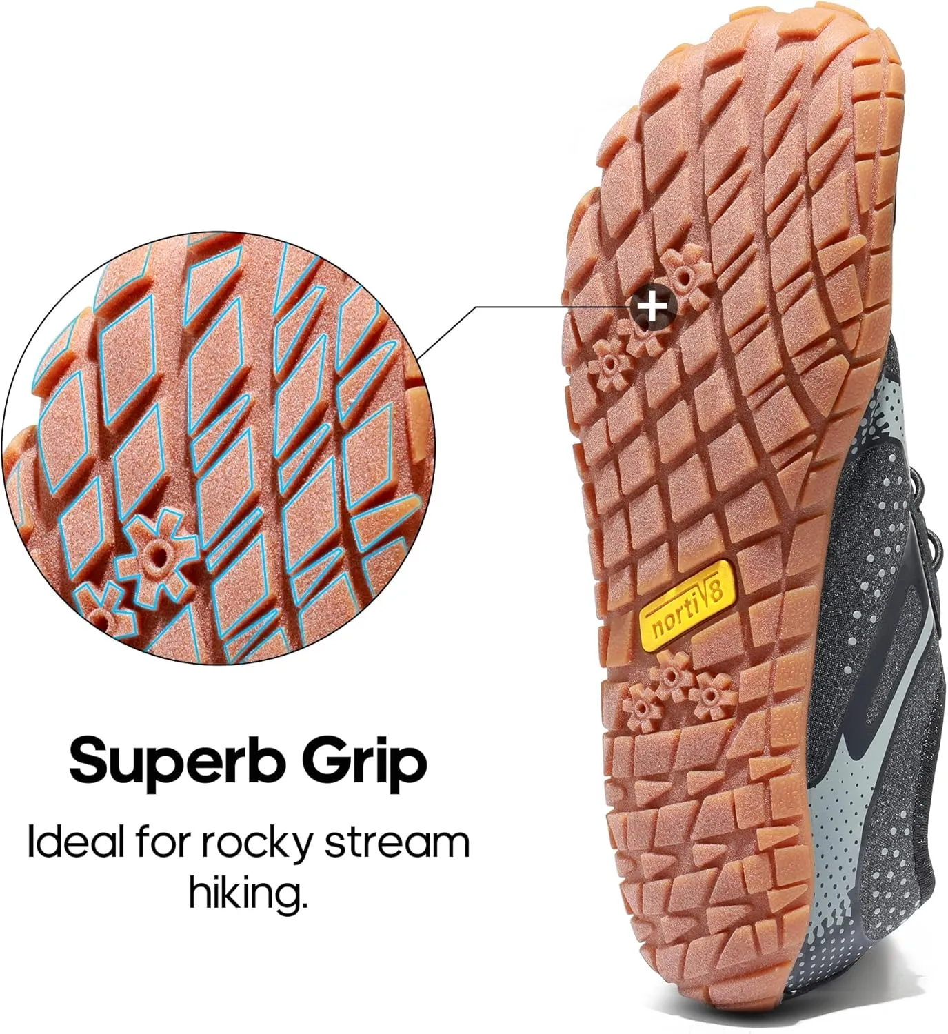 NORTIV 8 Men's Water Shoes Barefoot Athletic Lightweight Sports Aqua Shoes Outdoor Swim Fishing Hiking Diving Surf Walking Water Shoe TREKMAN
