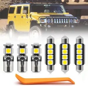 nsautolighting 19pcs White LED Interior Light Bulb Kit for Hummer H2 2003-2009, Map Dome Glove Box License Plate Light Bulb