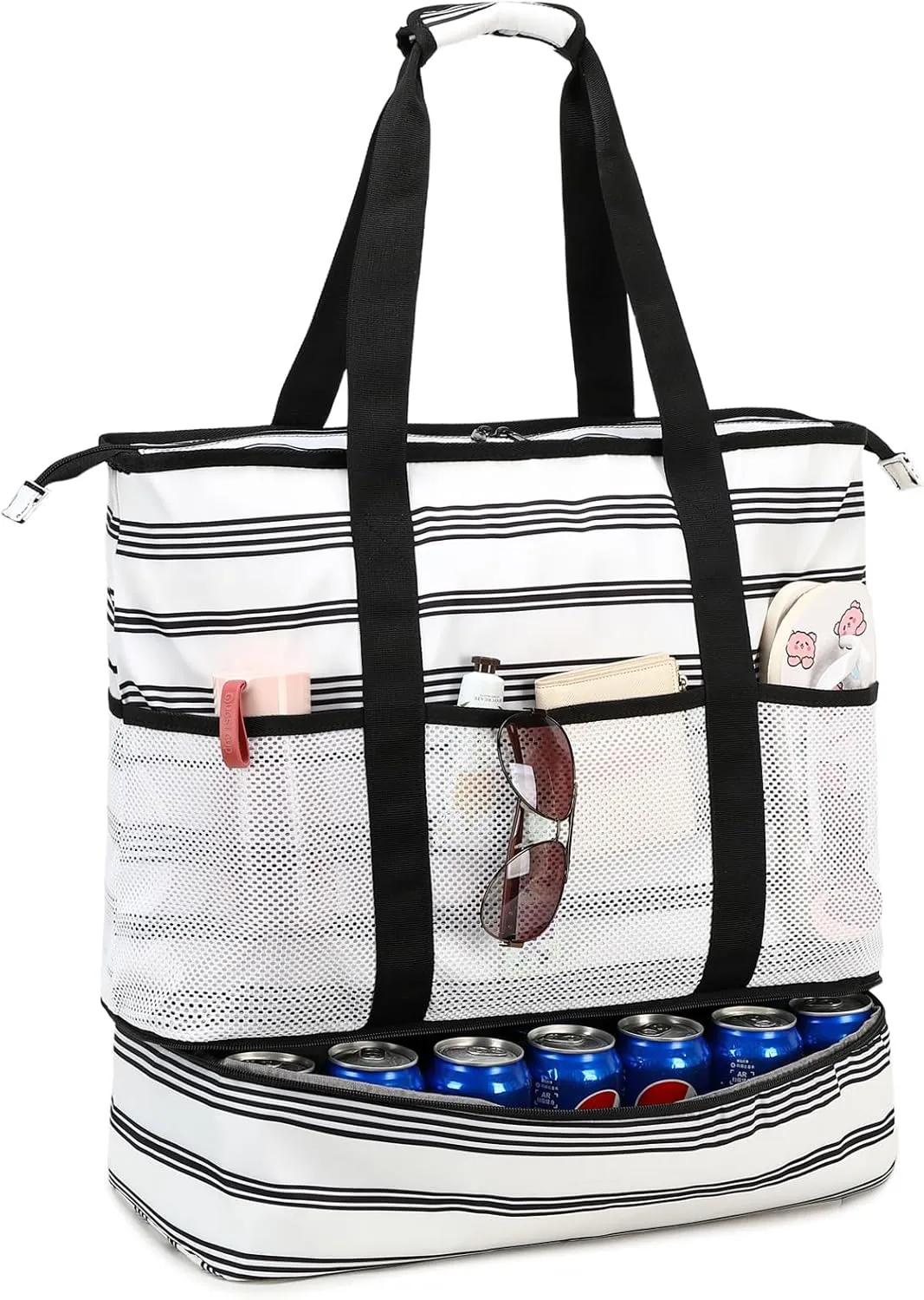 Octsky Beach Bag Tote Pool Bag with Cooler 9 Pockets Zipper Waterproof Sandproof Leakproof Xl Beach Bags for Women