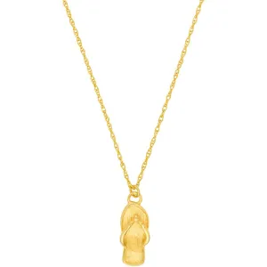 Olas d'Oro - 14K Yellow Gold Flip Flop Pendant Necklace with Adjustable Chain 16 to 18 Inches
