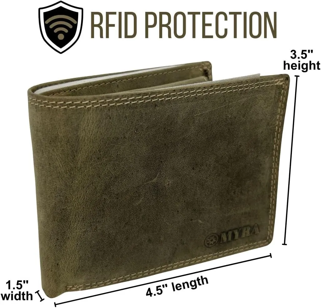 Olive Green Men's Ridgetown Trail Wallet by Myra Bags