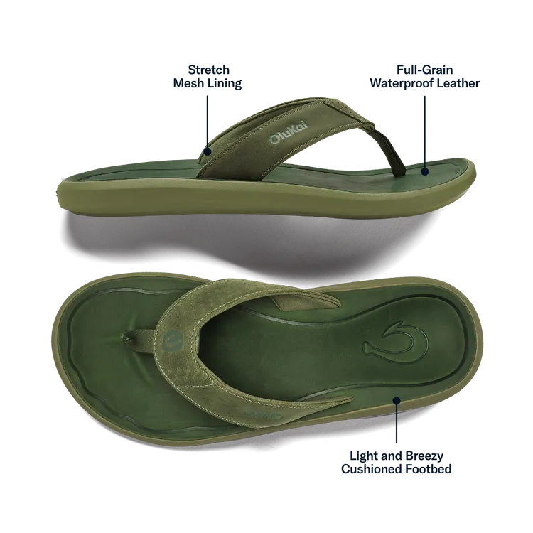 OluKai Pili Sandal - Desert Moss/Deep Green