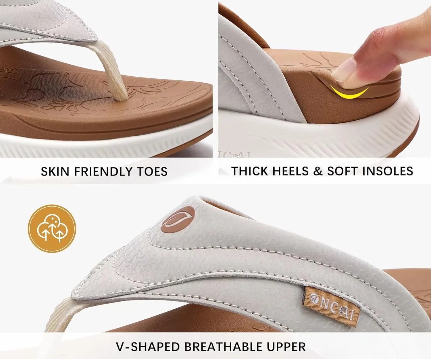 ONCAI Women's Orthotic Cushion Flip Flops Recovery Walking Sandals for Women with Arch Support Summer Comfortable Slip On Flip Flops for Womans Size 6-12