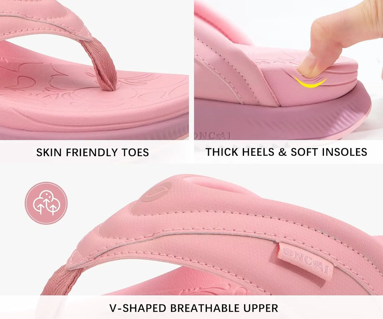 ONCAI Women's Orthotic Cushion Flip Flops Recovery Walking Sandals for Women with Arch Support Summer Comfortable Slip On Flip Flops for Womans Size 6-12