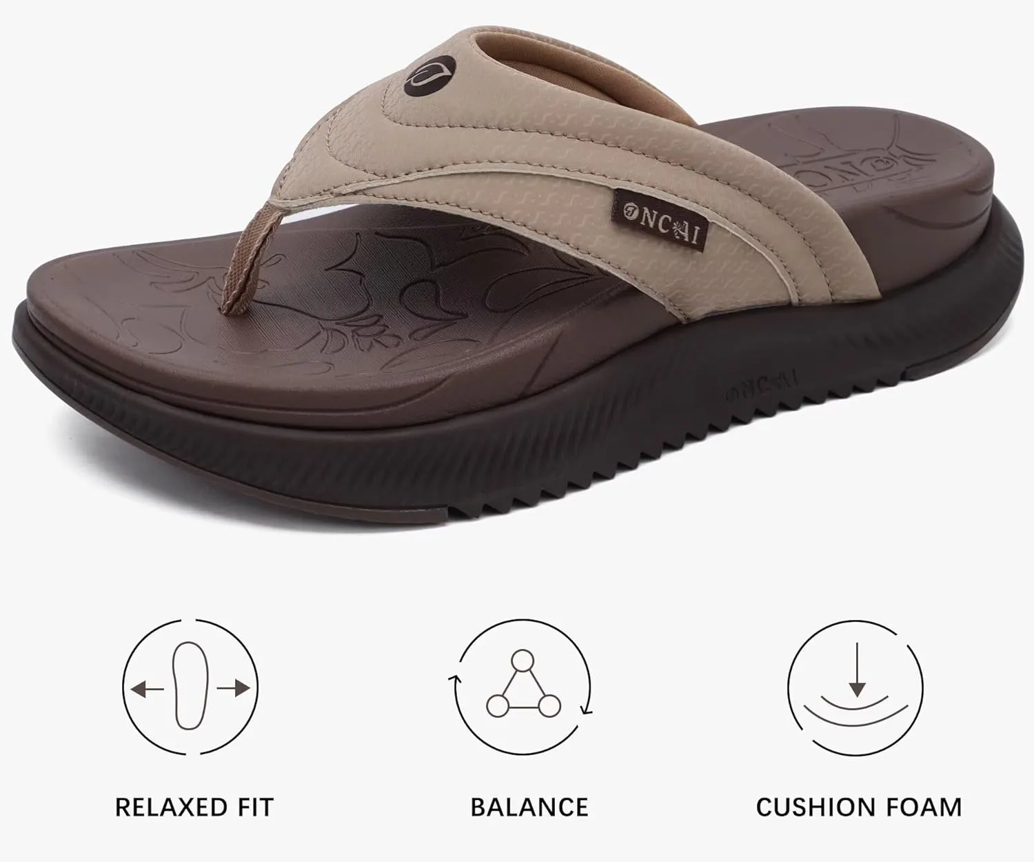 ONCAI Women's Orthotic Cushion Flip Flops Recovery Walking Sandals for Women with Arch Support Summer Comfortable Slip On Flip Flops for Womans Size 6-12