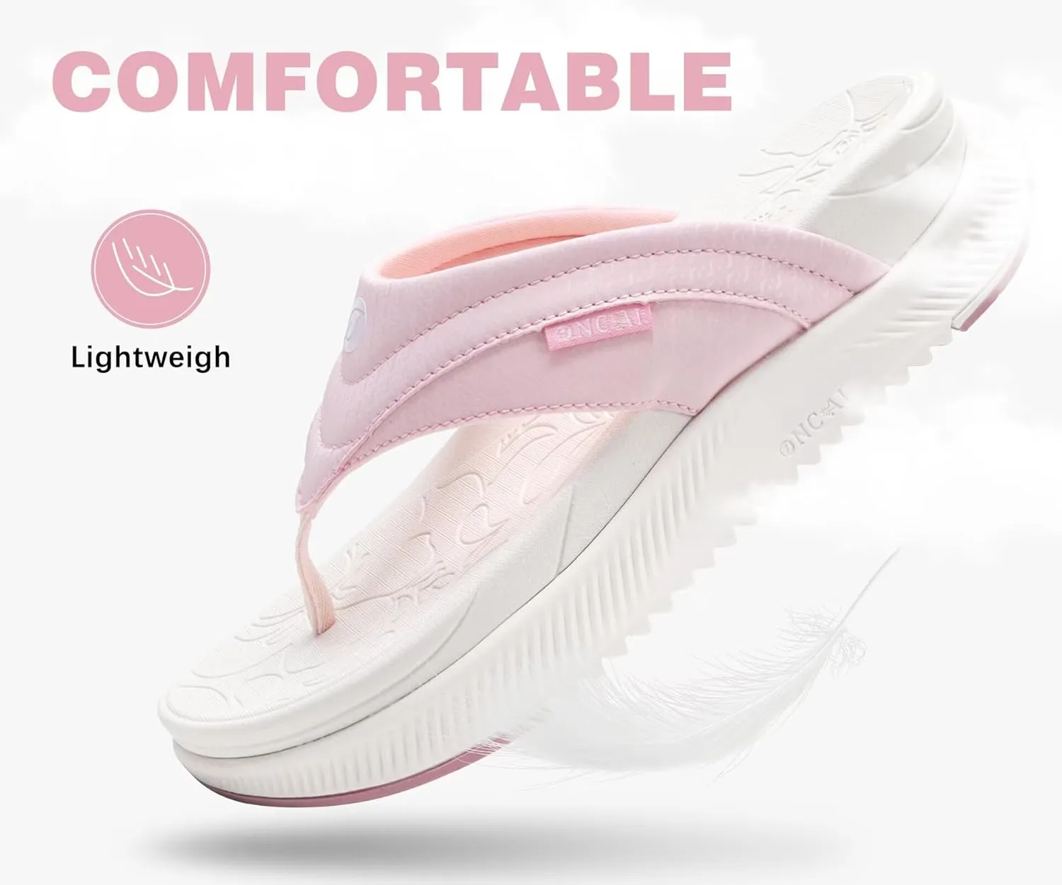 ONCAI Women's Orthotic Cushion Flip Flops Recovery Walking Sandals for Women with Arch Support Summer Comfortable Slip On Flip Flops for Womans Size 6-12