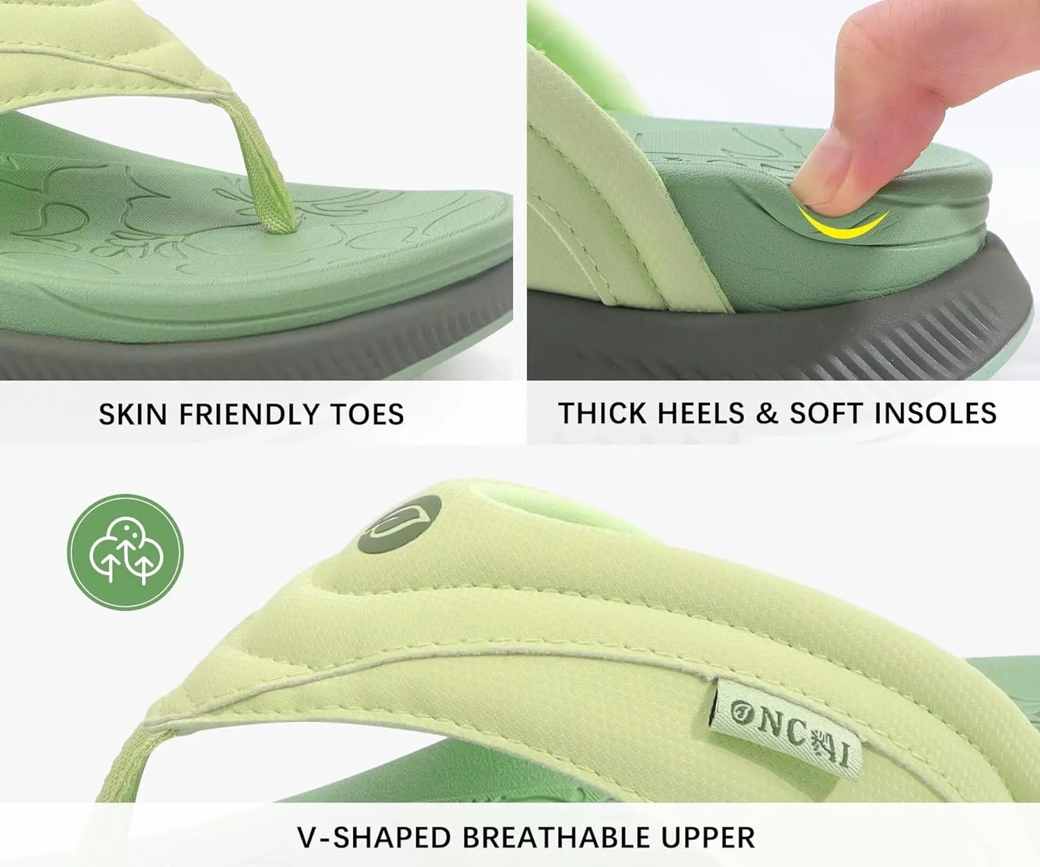 ONCAI Women's Orthotic Cushion Flip Flops Recovery Walking Sandals for Women with Arch Support Summer Comfortable Slip On Flip Flops for Womans Size 6-12