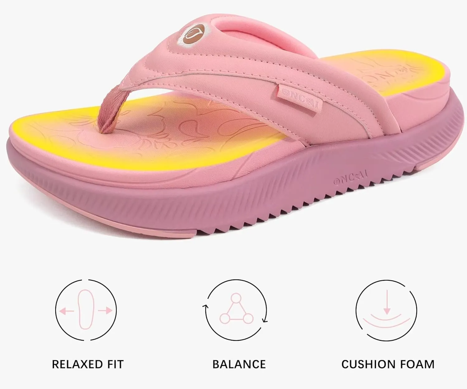 ONCAI Women's Orthotic Cushion Flip Flops Recovery Walking Sandals for Women with Arch Support Summer Comfortable Slip On Flip Flops for Womans Size 6-12