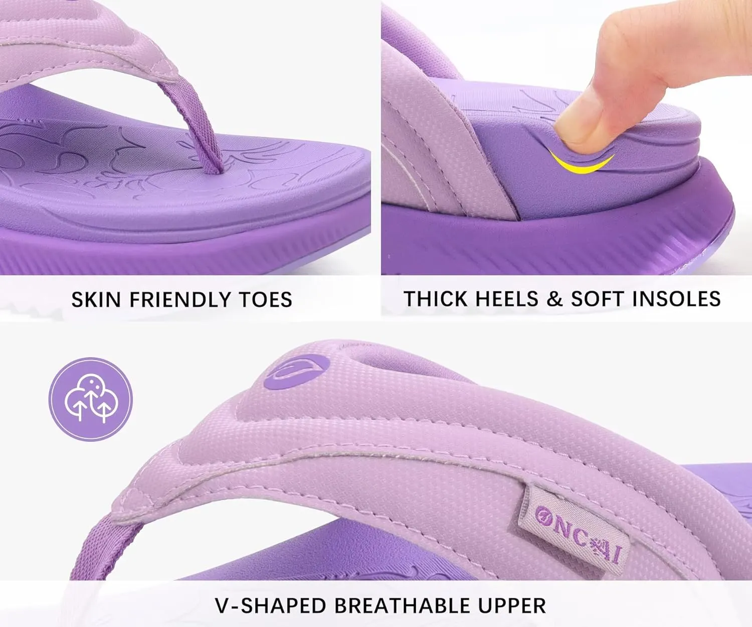 ONCAI Women's Orthotic Cushion Flip Flops Recovery Walking Sandals for Women with Arch Support Summer Comfortable Slip On Flip Flops for Womans Size 6-12