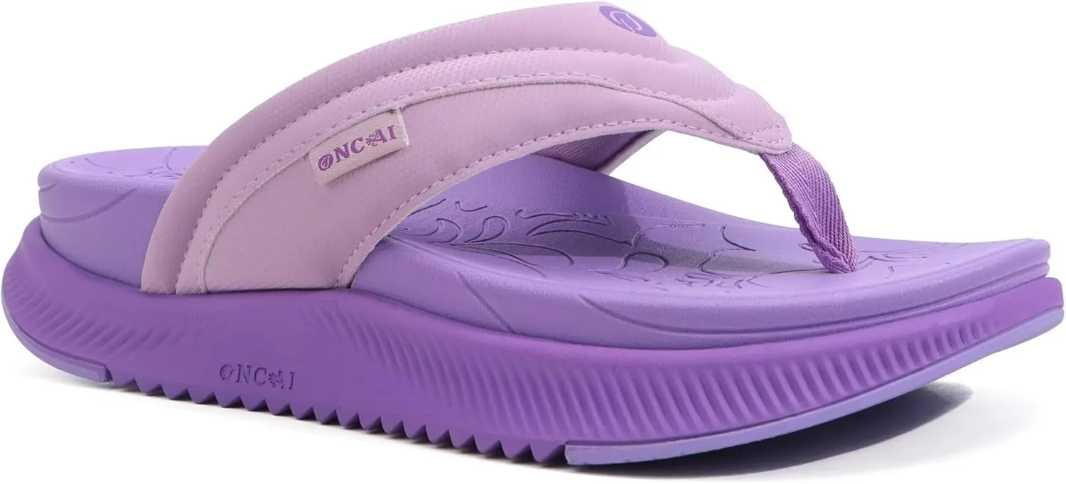 ONCAI Women's Orthotic Cushion Flip Flops Recovery Walking Sandals for Women with Arch Support Summer Comfortable Slip On Flip Flops for Womans Size 6-12