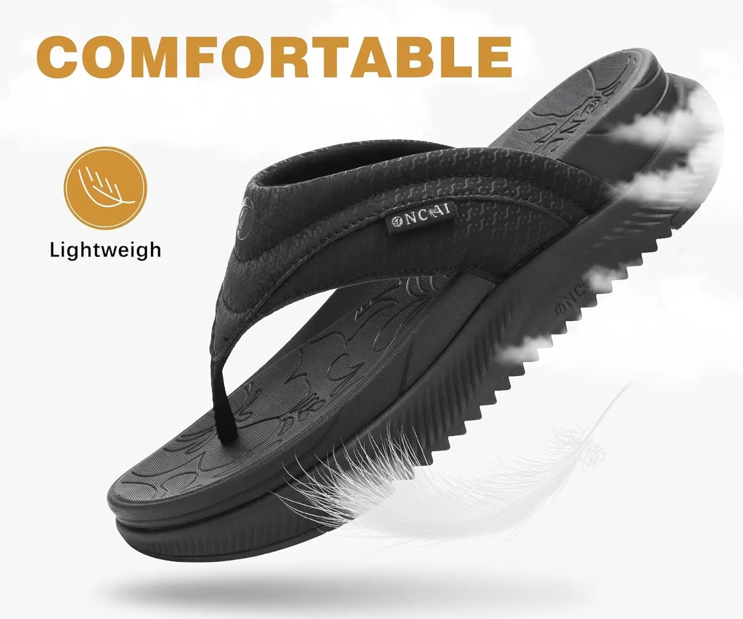 ONCAI Women's Orthotic Cushion Flip Flops Recovery Walking Sandals for Women with Arch Support Summer Comfortable Slip On Flip Flops for Womans Size 6-12