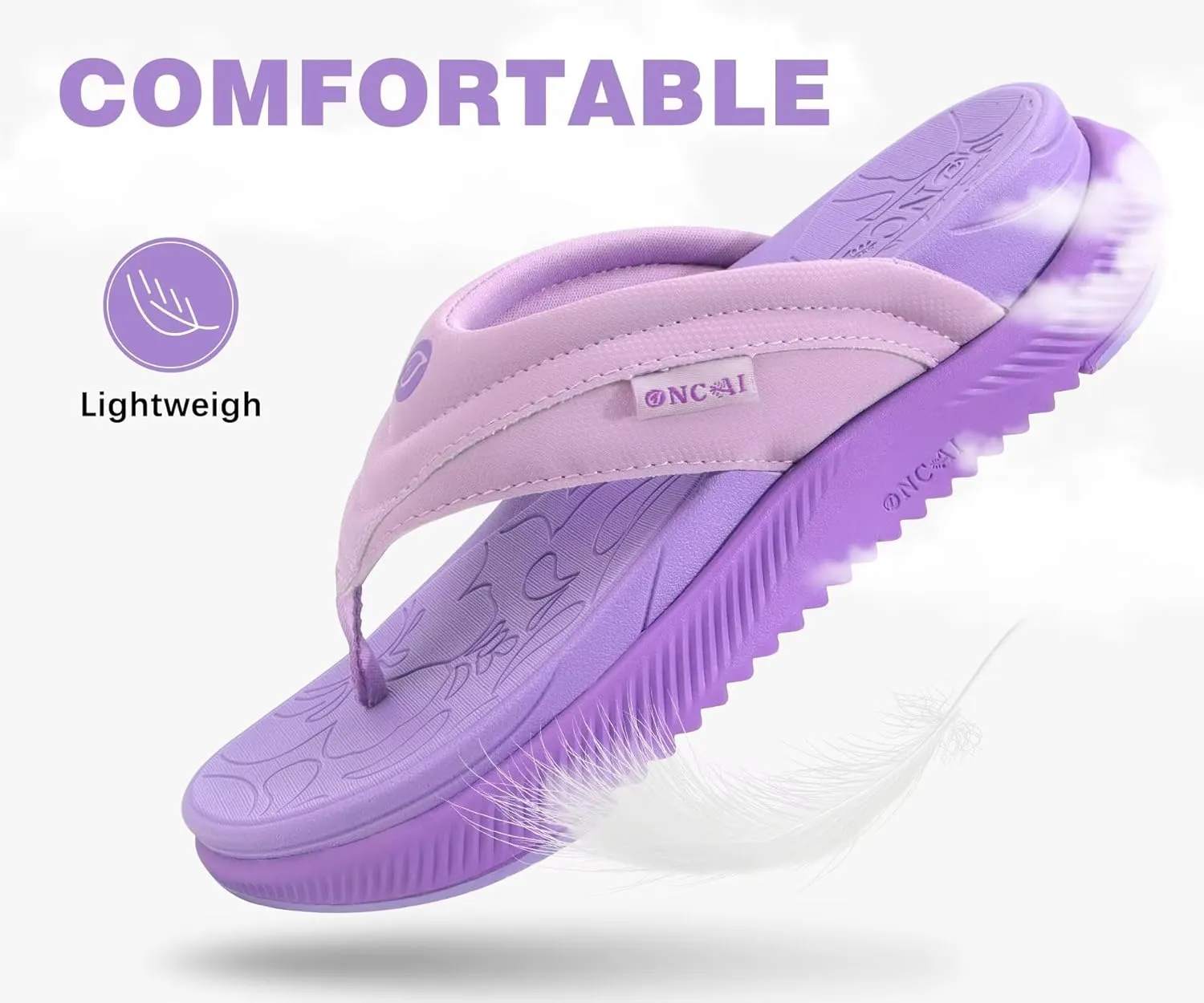 ONCAI Women's Orthotic Cushion Flip Flops Recovery Walking Sandals for Women with Arch Support Summer Comfortable Slip On Flip Flops for Womans Size 6-12