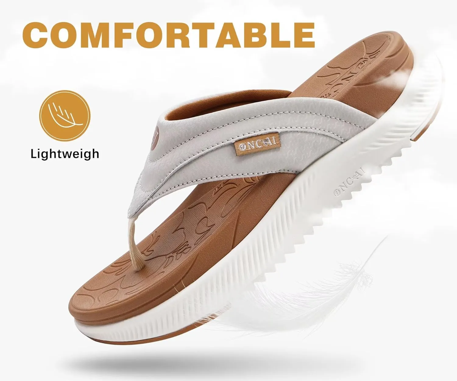 ONCAI Women's Orthotic Cushion Flip Flops Recovery Walking Sandals for Women with Arch Support Summer Comfortable Slip On Flip Flops for Womans Size 6-12