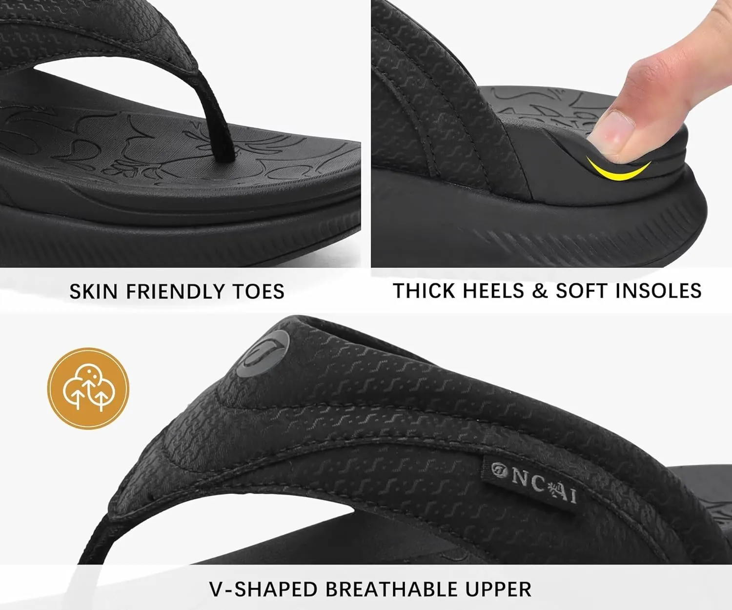 ONCAI Women's Orthotic Cushion Flip Flops Recovery Walking Sandals for Women with Arch Support Summer Comfortable Slip On Flip Flops for Womans Size 6-12