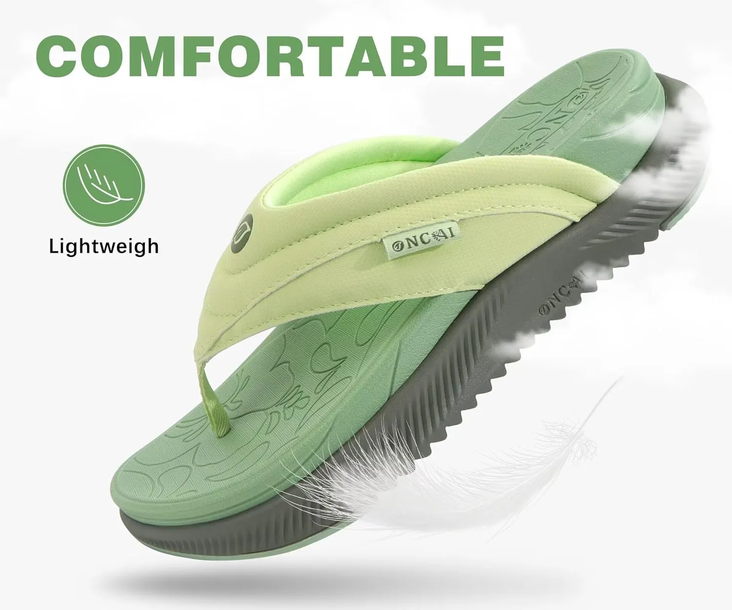 ONCAI Women's Orthotic Cushion Flip Flops Recovery Walking Sandals for Women with Arch Support Summer Comfortable Slip On Flip Flops for Womans Size 6-12