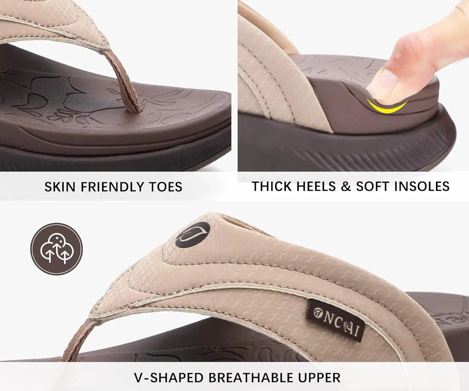 ONCAI Women's Orthotic Cushion Flip Flops Recovery Walking Sandals for Women with Arch Support Summer Comfortable Slip On Flip Flops for Womans Size 6-12