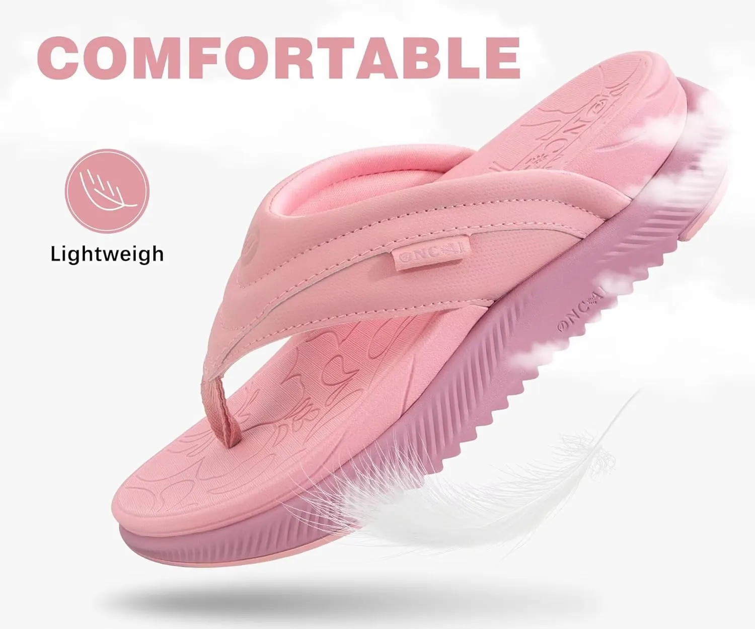 ONCAI Women's Orthotic Cushion Flip Flops Recovery Walking Sandals for Women with Arch Support Summer Comfortable Slip On Flip Flops for Womans Size 6-12