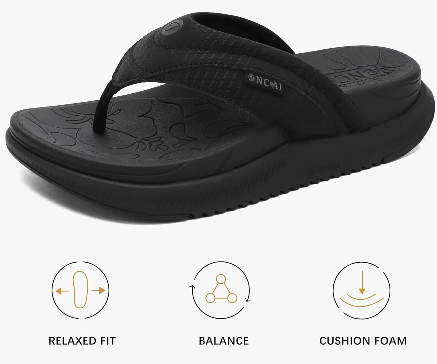 ONCAI Women's Orthotic Cushion Flip Flops Recovery Walking Sandals for Women with Arch Support Summer Comfortable Slip On Flip Flops for Womans Size 6-12